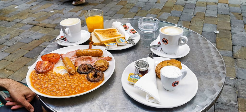 Full English Breakfast and scone Gibraltar