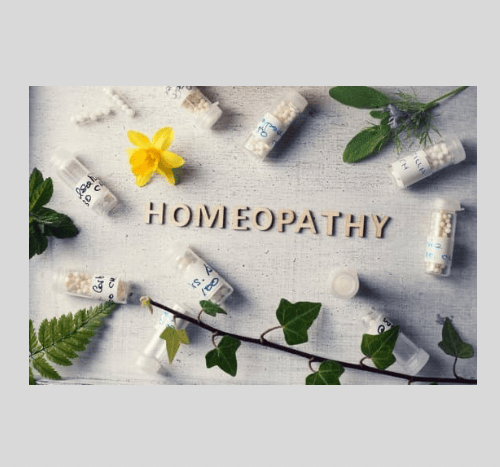 a variety of homeopatic products and flowers