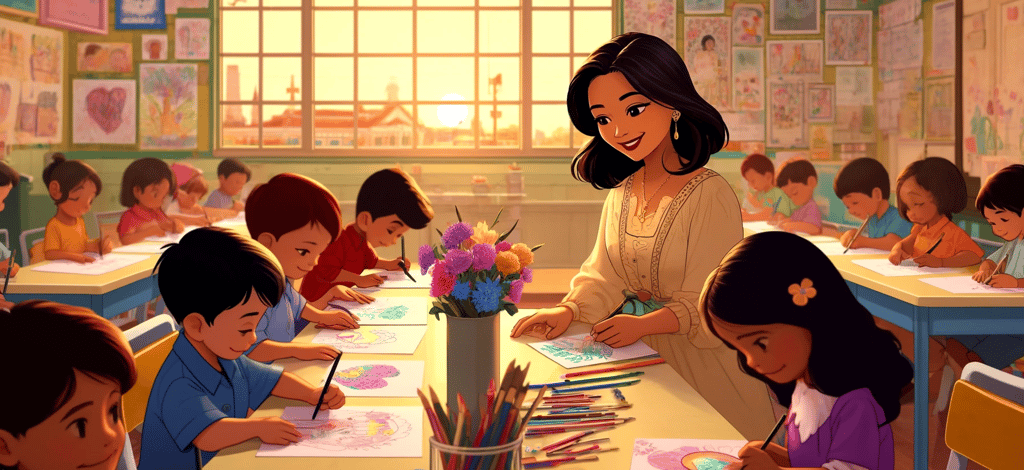 a teacher's teacher's classroom with students making mother's day cards for mom