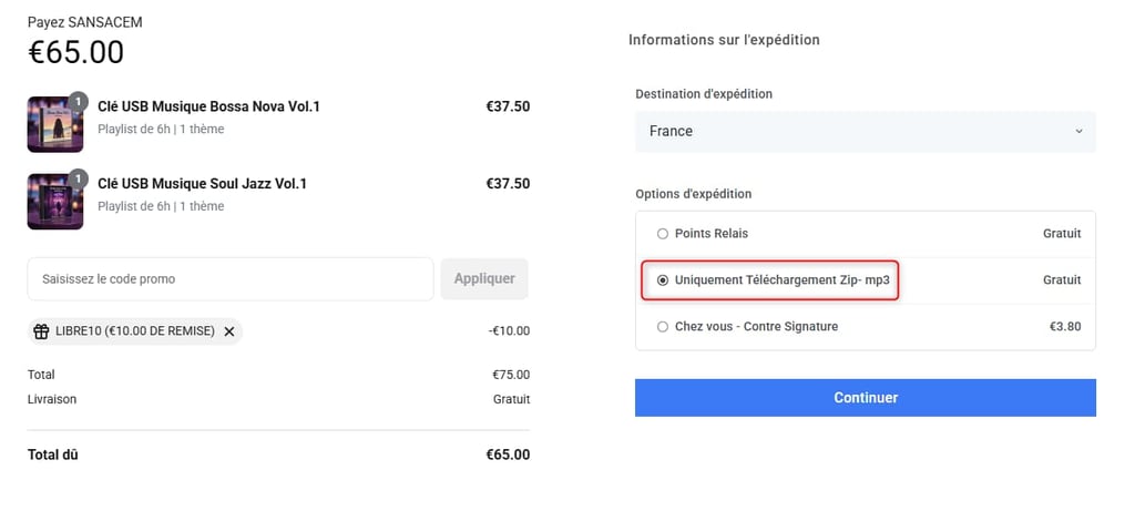 téléchargement format mp3 musique libre de droit sacem