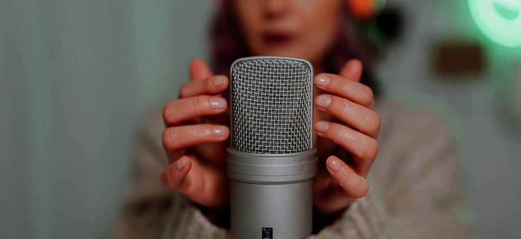 a woman holding a microphone in front of her