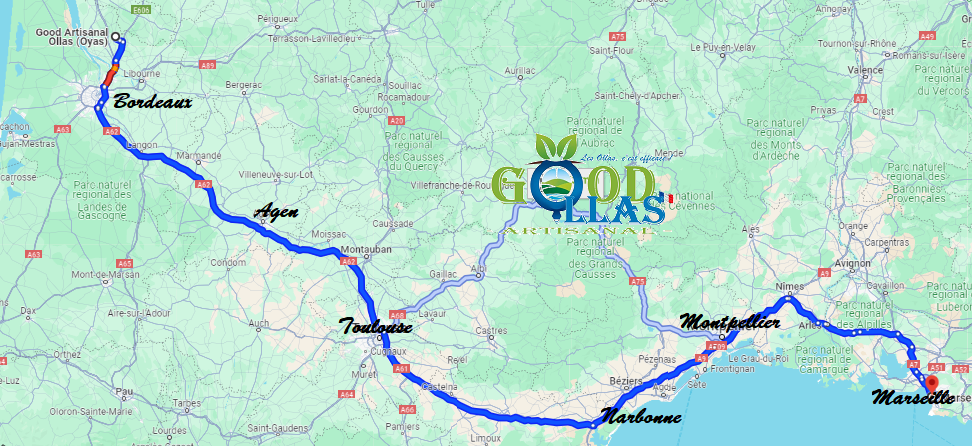 Ollas Oyas Oyats Bordeaux - Agen - Toulouse - Narbonne - Montpellier- Marseille