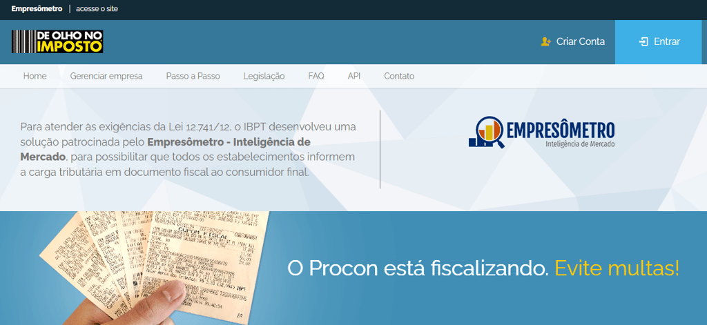 Site de Olho no Imposto