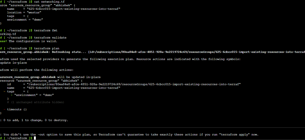 Importing Azure Resource Groups into Terraform State