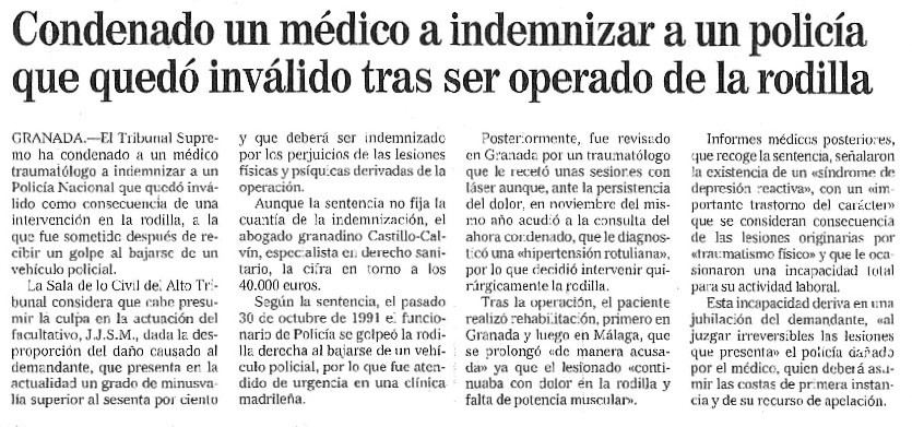 negligencia médica que dejó inválido a un policía