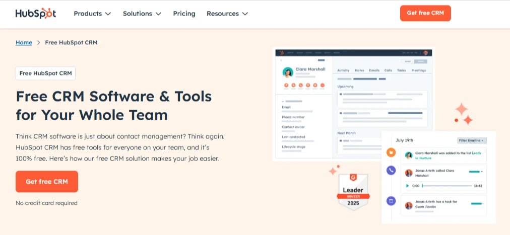 HubSpot’s free CRM