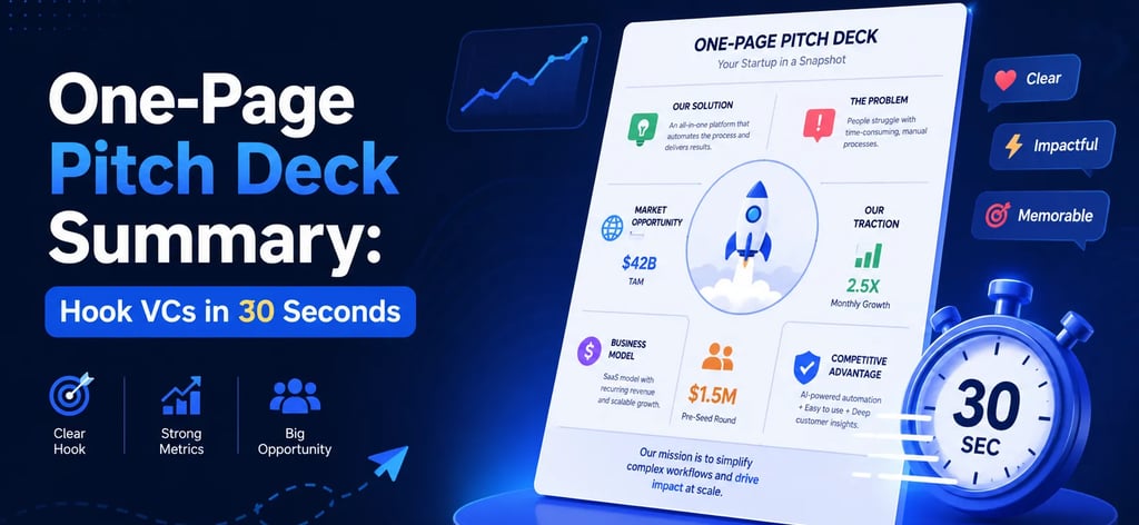 One-Page Pitch Deck Summary Hook VCs in 30 Seconds