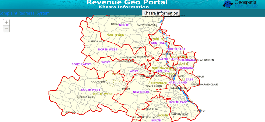 GIS Map Portal Showing GIS Map of Delhi