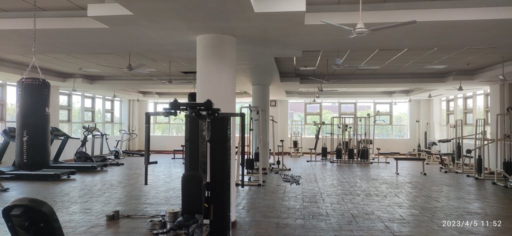 a gym with a lot of exercise equipment