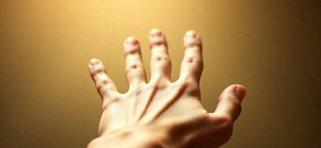 Mano abierta sobre un fondo dorado, destacando las líneas principales de la palma en un ambiente cálido y simbólico, ideal pa