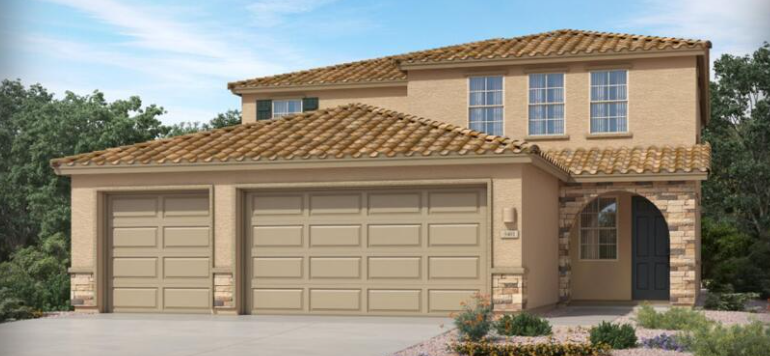 a house with a garage door and a garage door