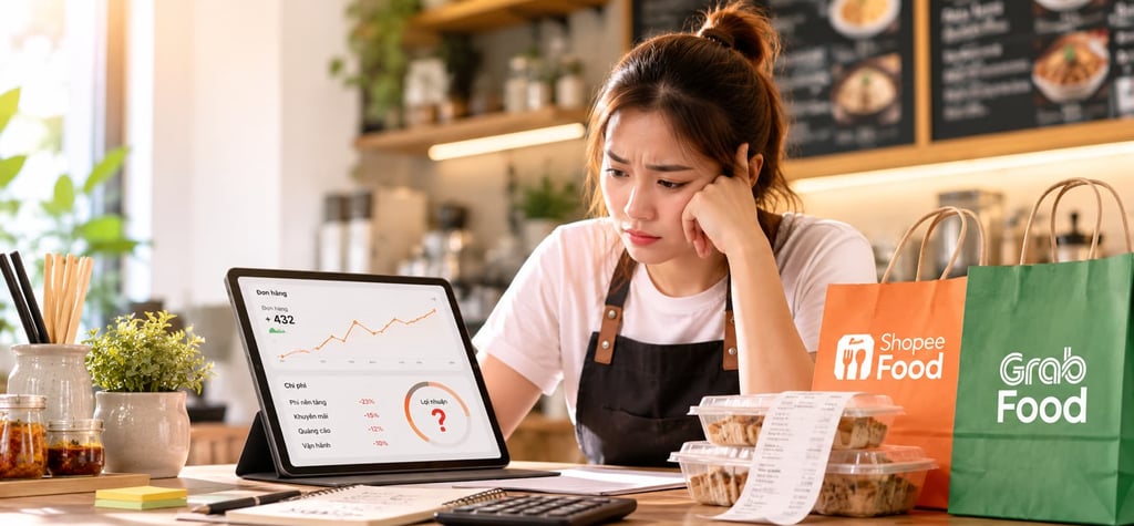 Vì sao gian hàng có đơn đều mà vẫn không có lời trên GrabFood và ShopeeFood
