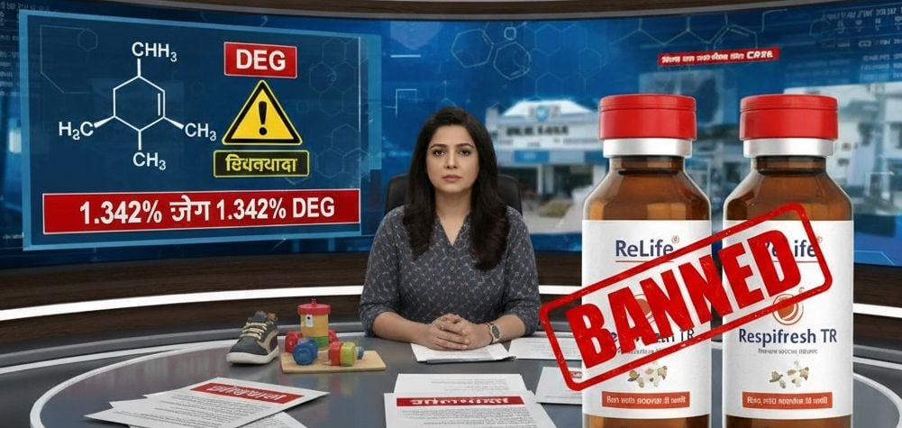 Toxic cough syrups banned by MP FDA due to dangerous DEG levels.