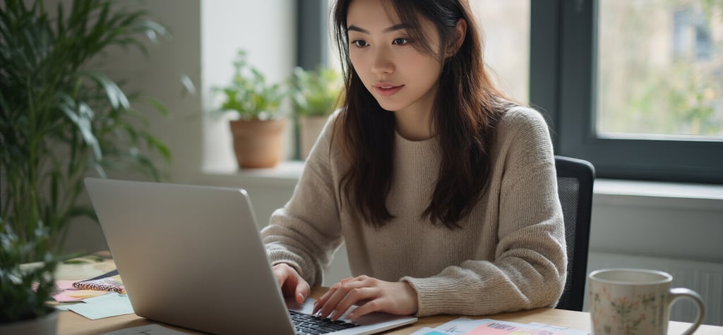 girl working on laptop