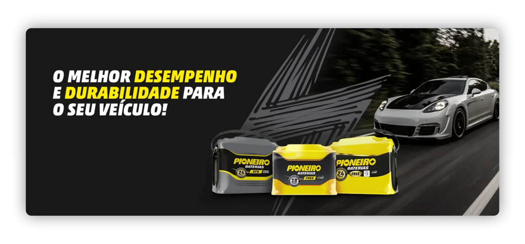 Baterias automotivas Pioneiro para carro disponíveis na Reginaldo Baterias em Maringá PR