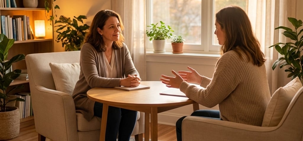 Woman receiving mental health counseling in Pike Road with licensed therapist