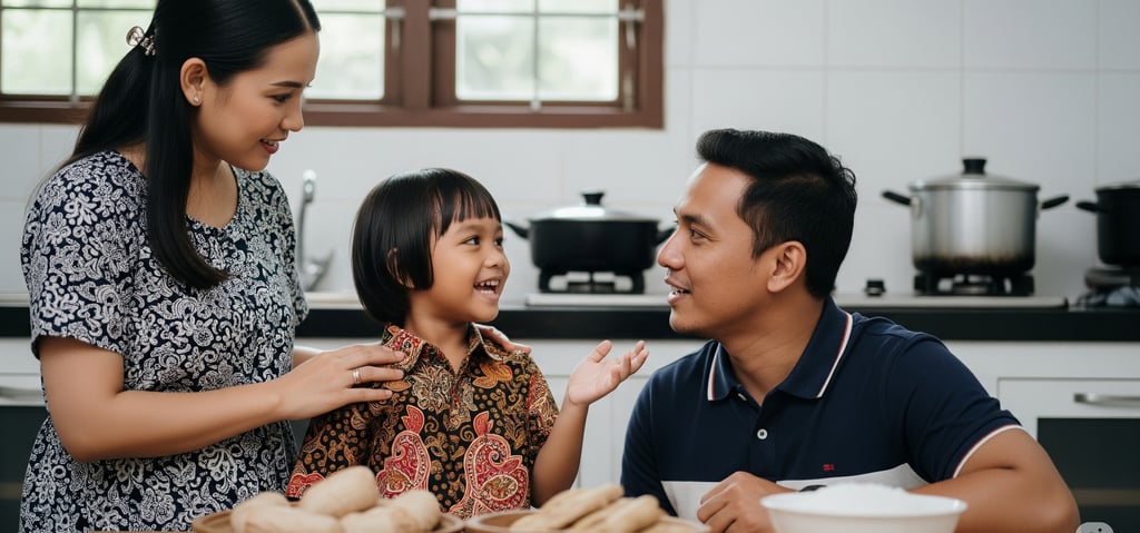 orang tuan dan anak didapur