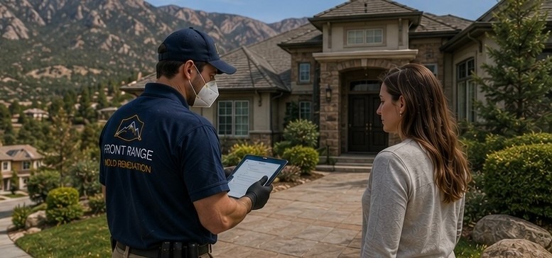 Front Range Mold Remediation certified technician providing professional mold inspection services to high value Cheyenne