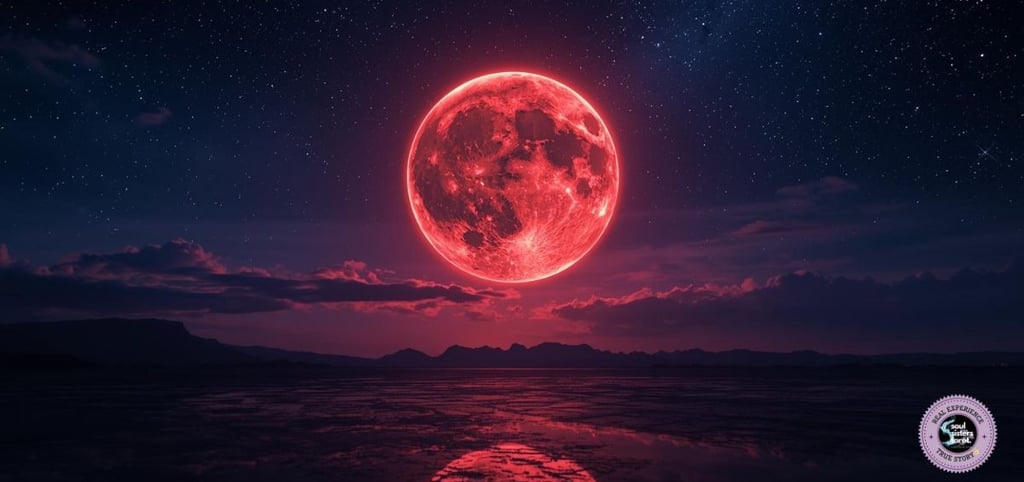 Blood Moon in a starry sky, blood moon rituals Soul Sisters Tarot