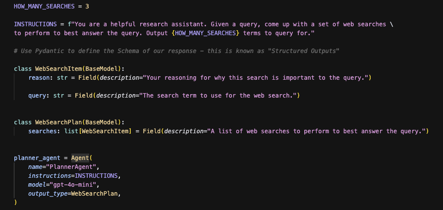 Example of setting up a structured output