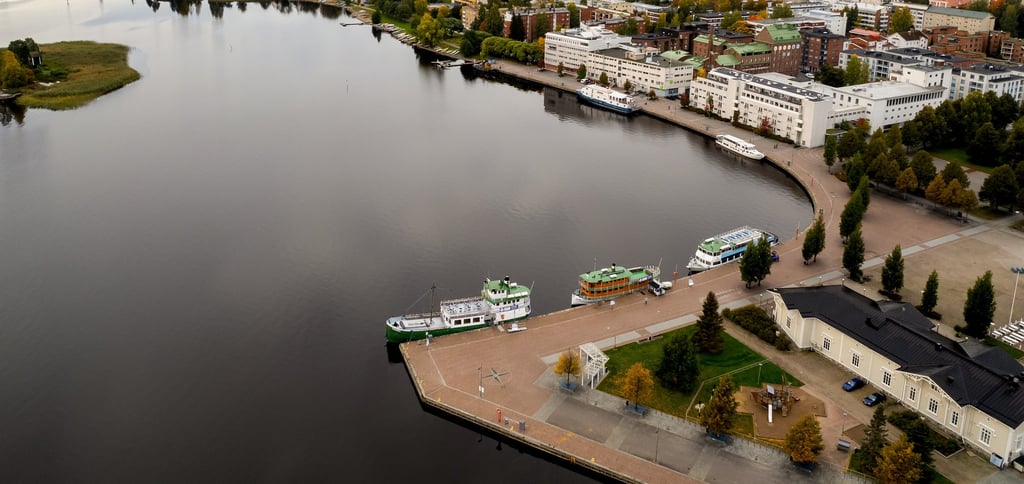 Aerial drone view of the city of Kuopio in Eastern Finland , Northern Savonia