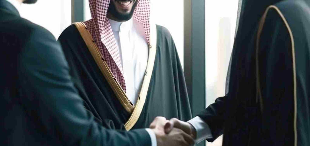 Saudi men handshaking