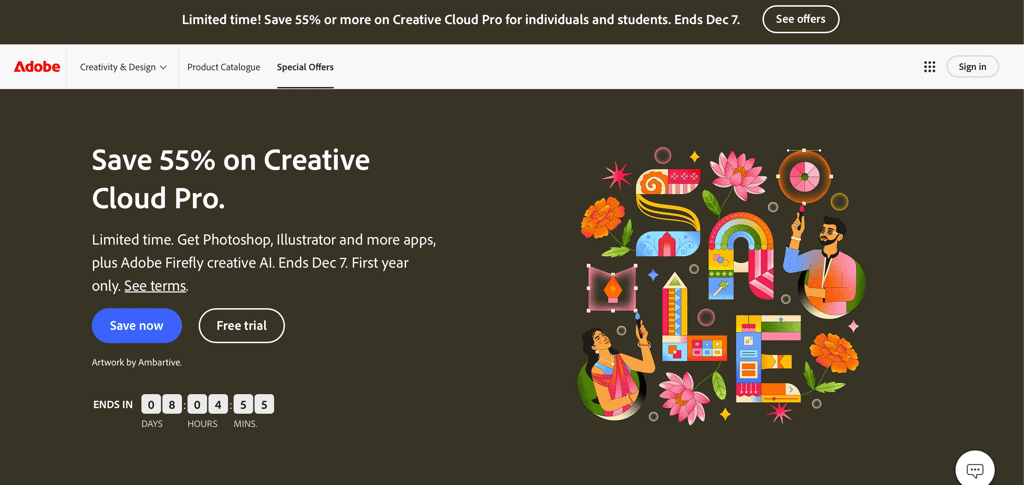 adobe website page Black Friday 2025
