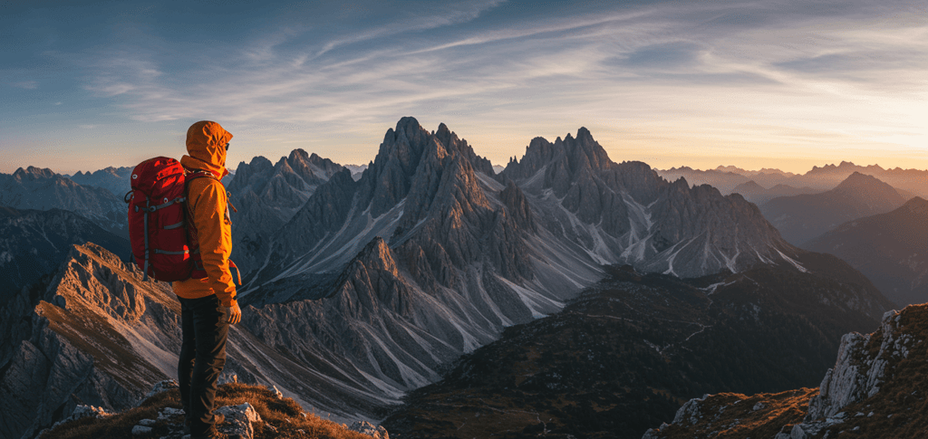 Hiker wearing the best outdoor adventure apparel 2025 while exploring a scenic mountain landscape