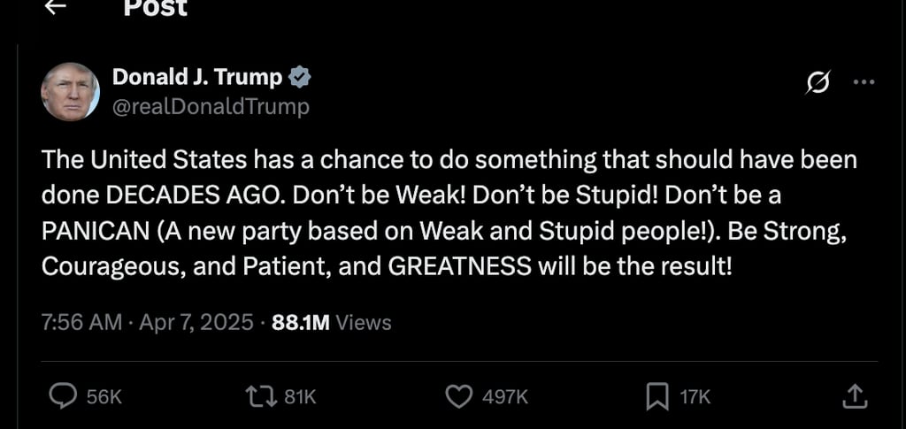 a twitter account posted by the us president donald trump