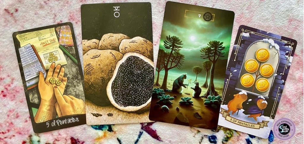 Kui raha blokeeringud oleksid taro kaart, siis need oleks Müntide Viis Soul Sisters Tarot