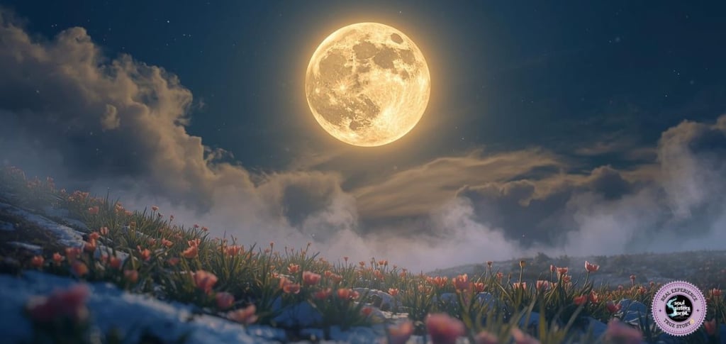 March's Full Moon Worm Moon in the night sky Soul Sisters Tarot