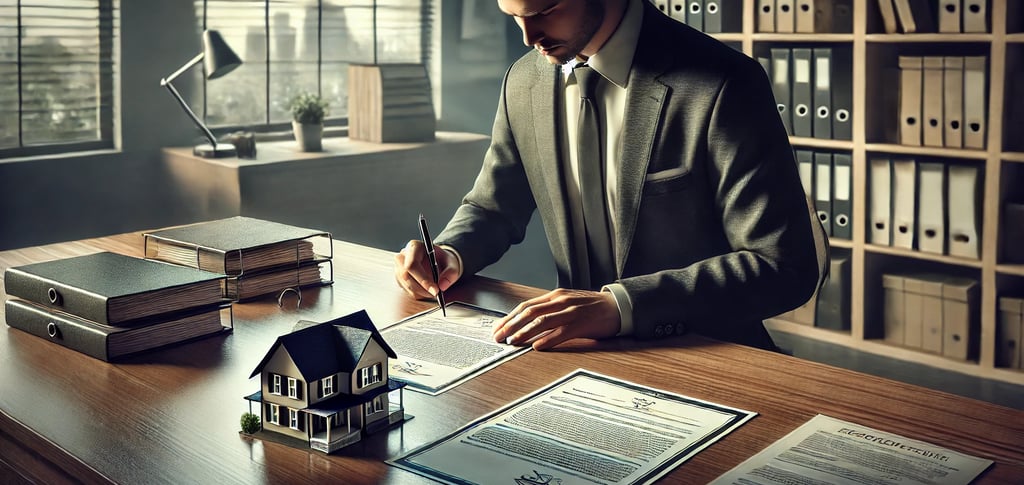 men signing property papers