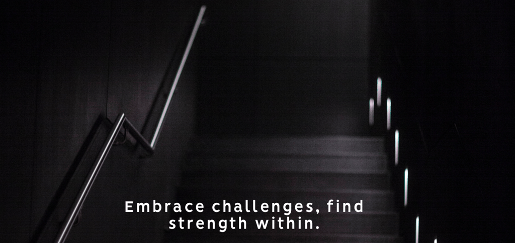 a stairway case with a quote about a person climbing up stairs