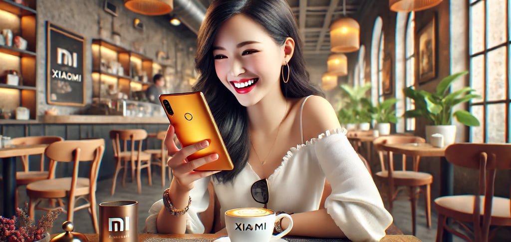 Mulher usando celular Xiaomi