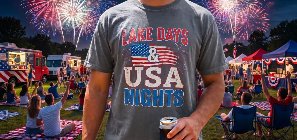 Patriotic Lake Shirt: Why Americans Love Wearing Lake Days and USA Nights Tees in Summer,Asylvestre 