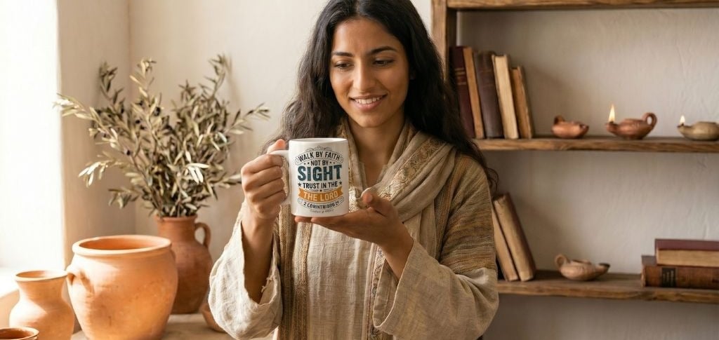 Walk by Faith Not by Sight Christian mug, 2 Corinthians 5: 7 Faith-Based Crewneck for Men & Women,Al