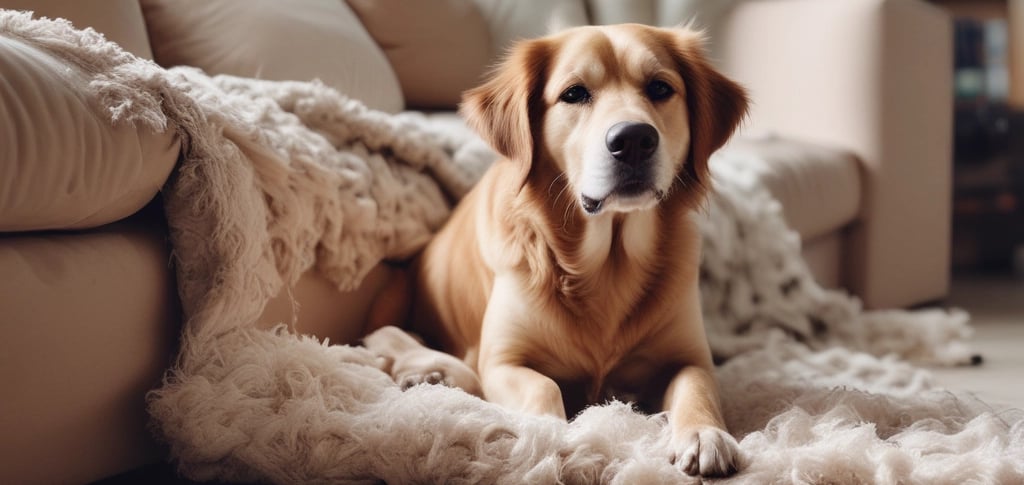 a dog standing on a dirt road next to a dead plant