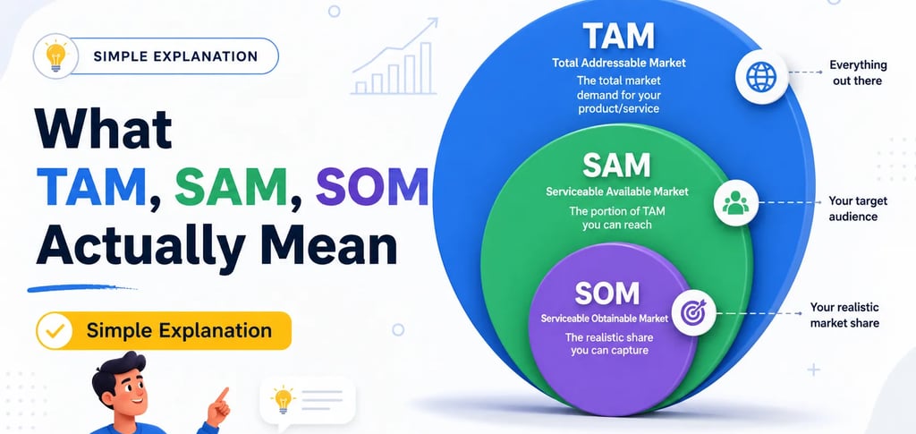 What TAM, SAM, SOM Actually Mean (Simple Explanation)