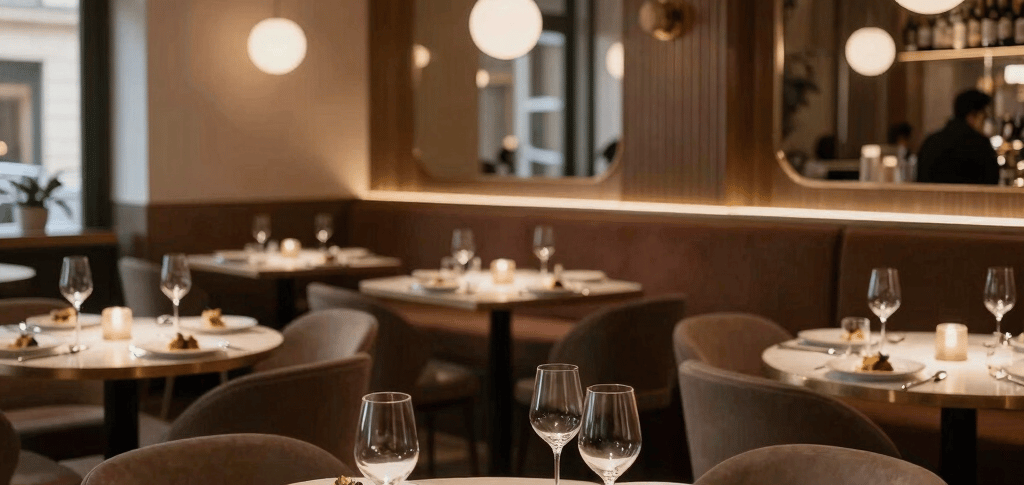 restaurant bistronomique Paris 15, salle restaurant élégante parisienne, cuisine française contempor