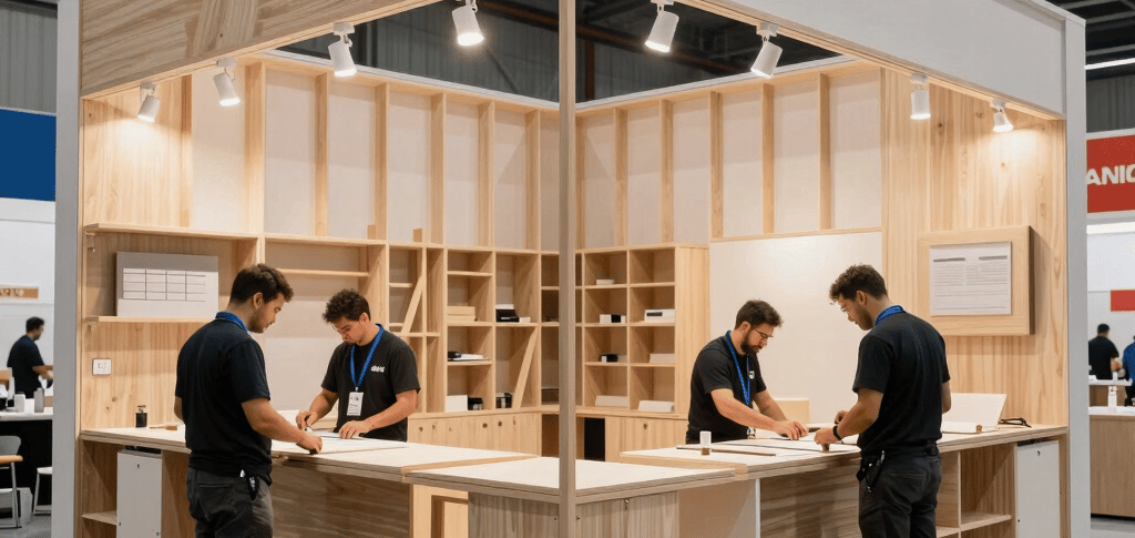 fabrication stand exposition, menuiserie spécialisée stand, stand salon professionnel sur mesure