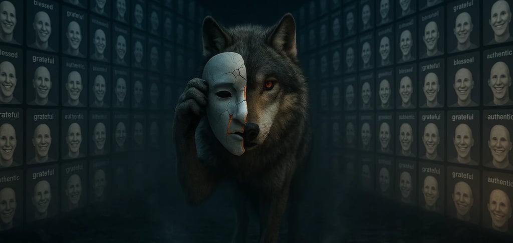 a wolf with a mask mask on a wall