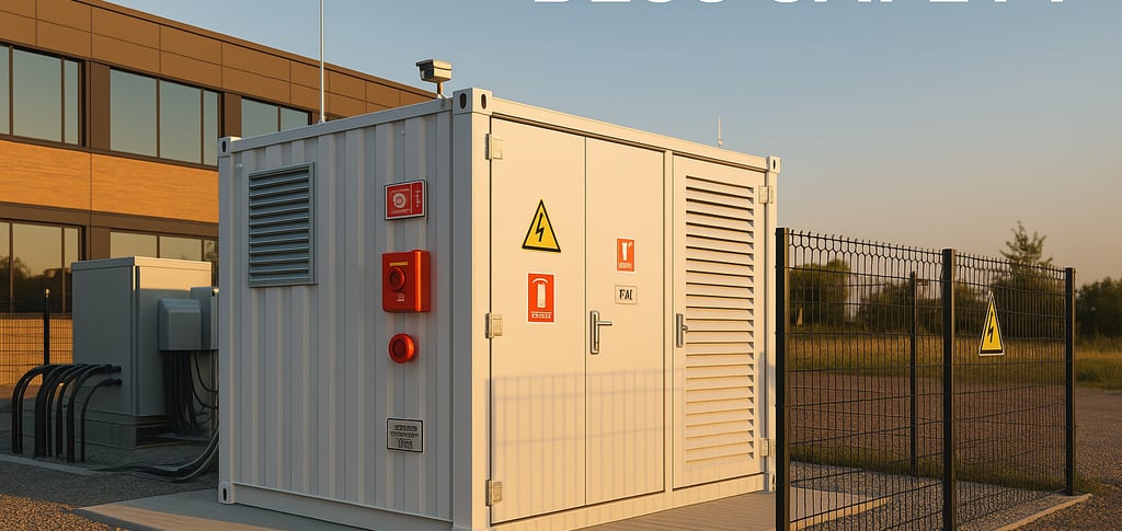 BESS industriālie akumulatori, to drošības sistēmas