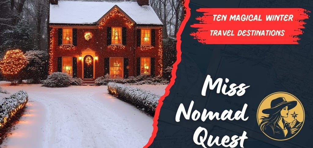 a house with a christmas tree and a red and white sign that says miss nor