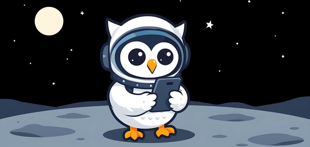 Moonlit's Little Snow using smartphone on Planet Pluto