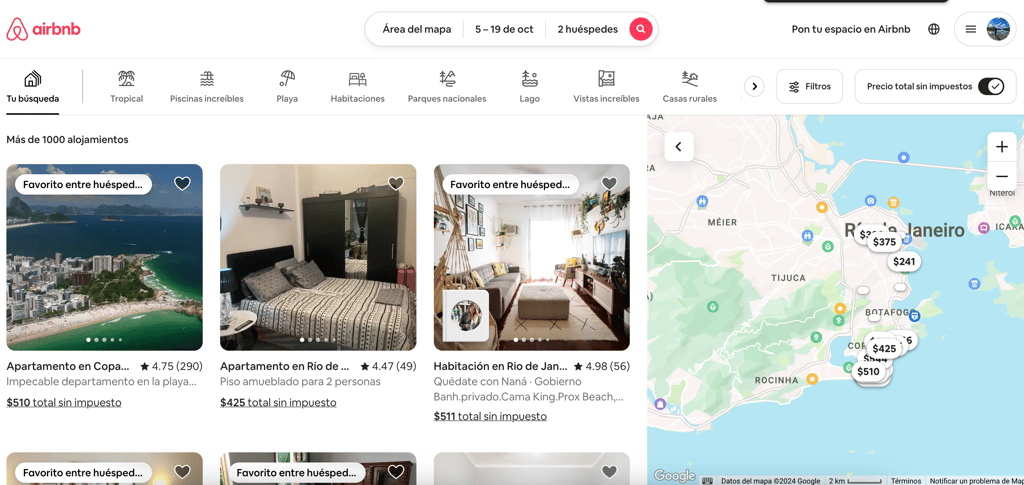 Búsqueda de alojamiento en airbnb