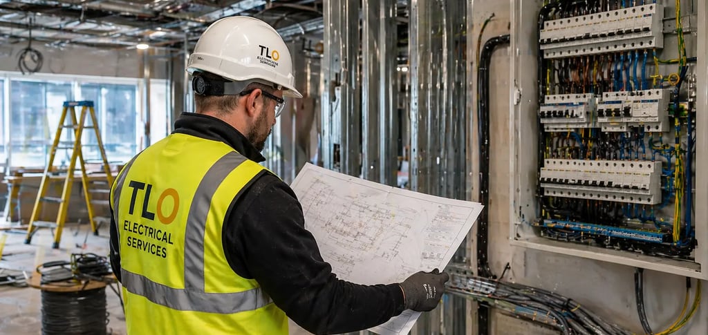 Commercial electrical installation work in a business premises