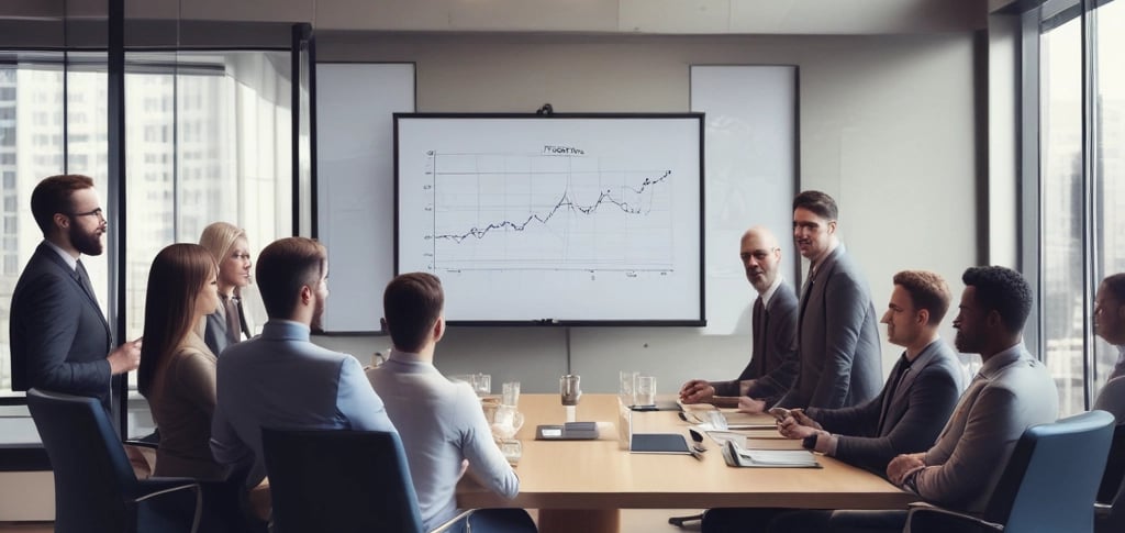 Professional entrepreneurs presenting growth strategy and investment opportunity to venture capital 