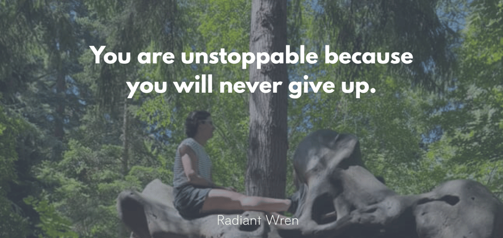 You are unstoppable because you will never give up.