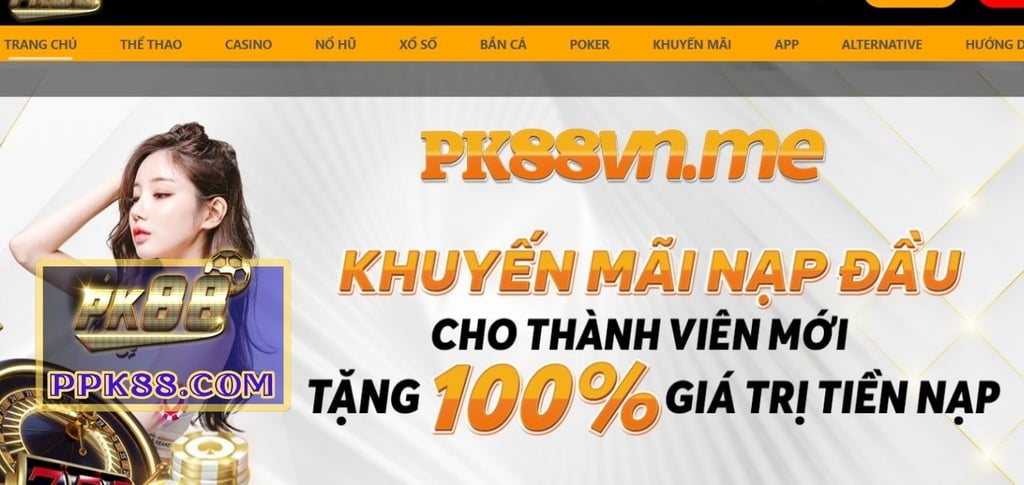 Giao diện trang chủ nhà cái PK88