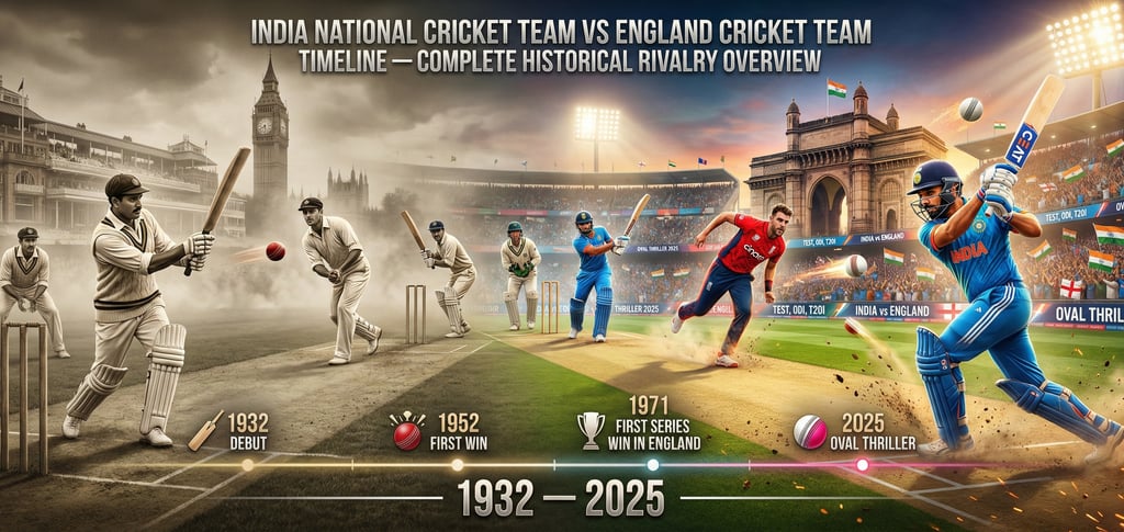 India National Cricket Team vs England Cricket Team Timeline